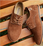 Men's Oxford Shoes Lace Up Business Casual Suede Leather Shoes Black