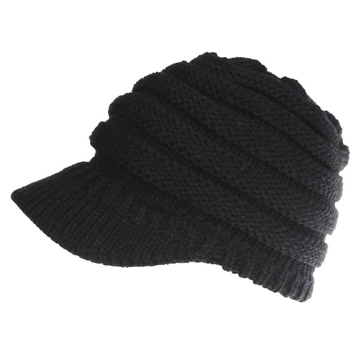 Ponytail Beanie Hat Knitted High Warm Winter Women Tail Skullies