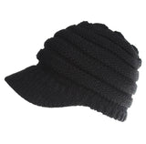 Ponytail Beanie Hat Knitted High Warm Winter Women Tail Skullies