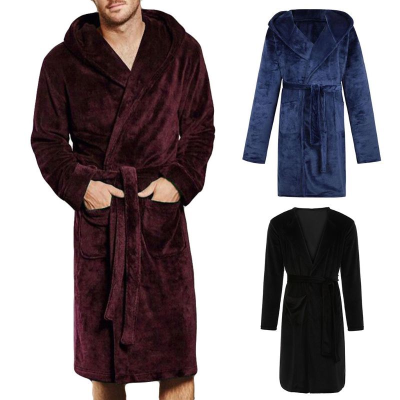 Bathrobe For Mens & Womens Nylon Hooded Double-sided velvet