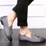 Men Suede Leather Tassel Loafer Shoes, Peas Shoes, Tassel Shoes