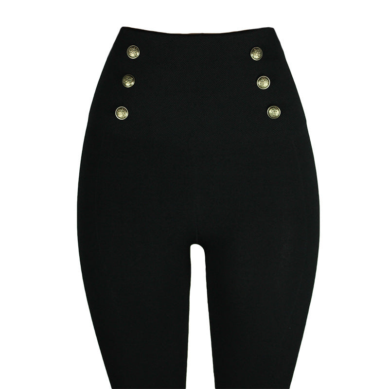 Womens High-waisted Tight Pants Tummy Control Zipper Leggings Seamless Breech with Diamond-studded Pants