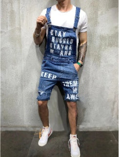Men's Braces Ripped Jeans Jumping Suit Men Pants