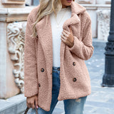 Button-down Fluffy Jacket, Loose Lapels, Plush Cardigan, Women's Top