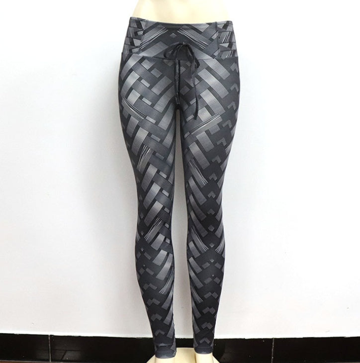 Womens High Waist Iron Weave Print Push Up Yoga Workout Leggings