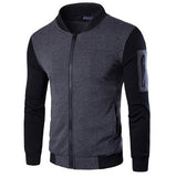 Mens Fashion Baseball Jacket Patchwork Sleeve Jacket