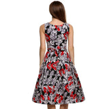 Womens  Vintage Babydoll Flower Print Dress
