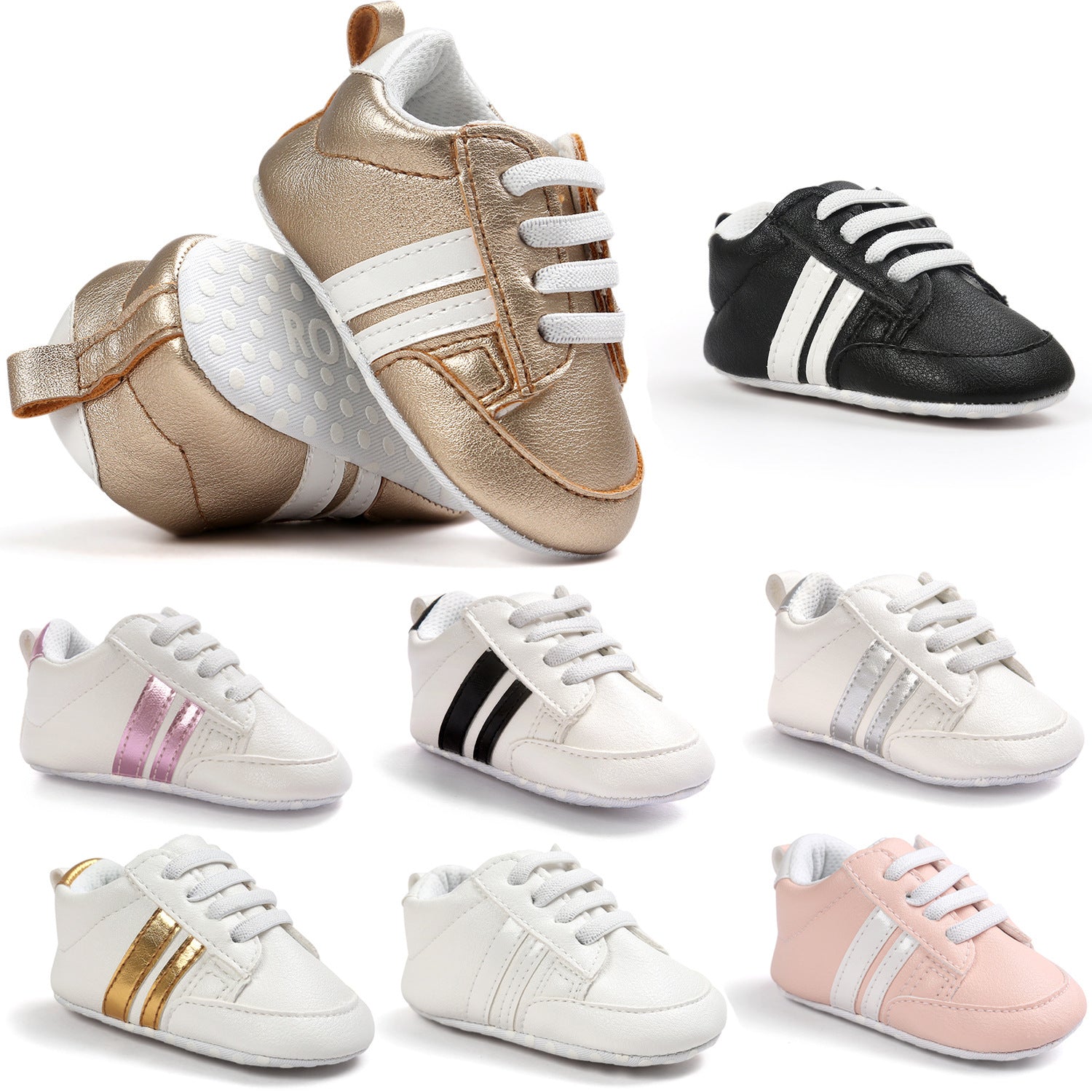 New fashion Baby Boy Girl Moccasins Shoes Infant PU Leather Non-slip Soft Newborn Sneakers
