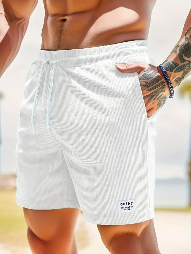 New Mens Lace-up Drawstring Shorts Summer Corduroy Sports Short Pants Mens Clothing