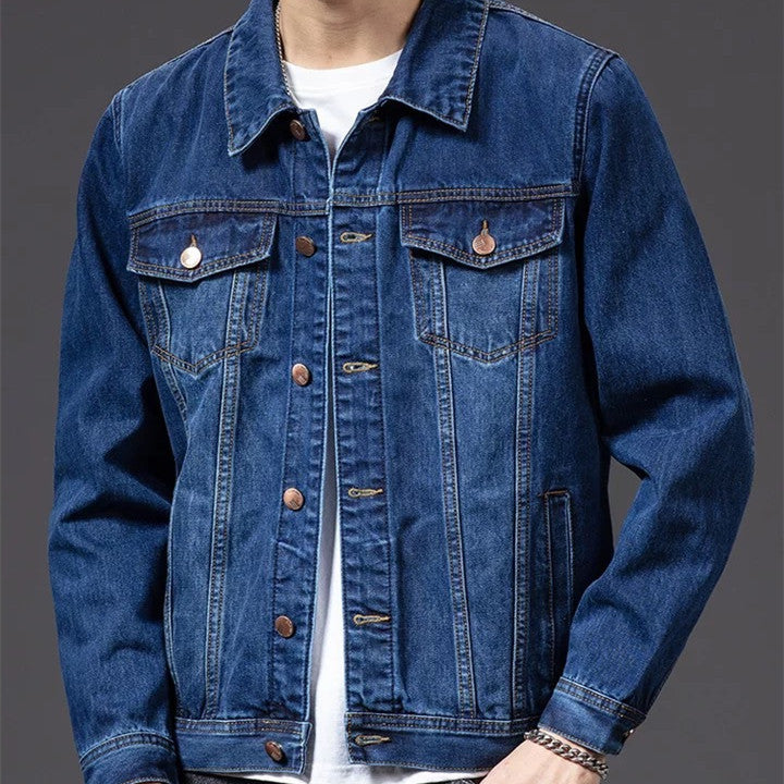 Mens Denim Jacket Classic Western Style Designer Trucker Vintage Style Coat