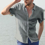 Mens Summer Short-sleeved Shirt Casual Button Tops Men Clothing