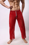 New Mens Fashion Sexy Mesh Trousers Men Casual Hollow Trousers