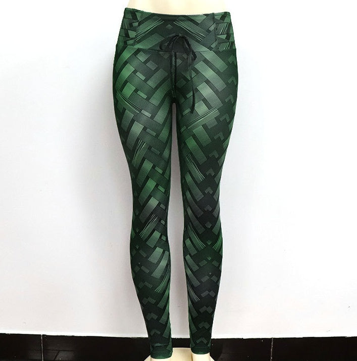 Womens High Waist Iron Weave Print Push Up Yoga Workout Leggings