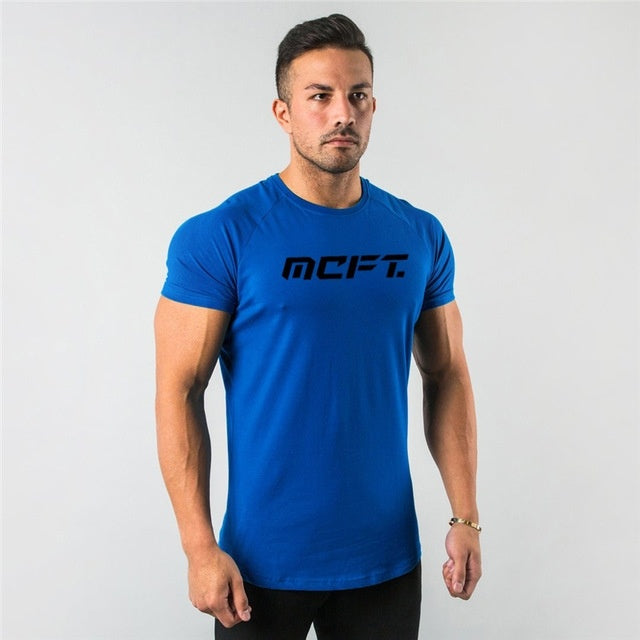 Men's Muscle T-Shirt Sleeve Bodybuilding Gym Tee Short Sleeve Fashion Workout Shirts