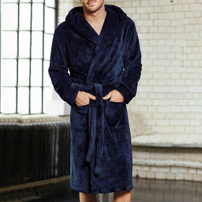 Bathrobe For Mens & Womens Nylon Hooded Double-sided velvet