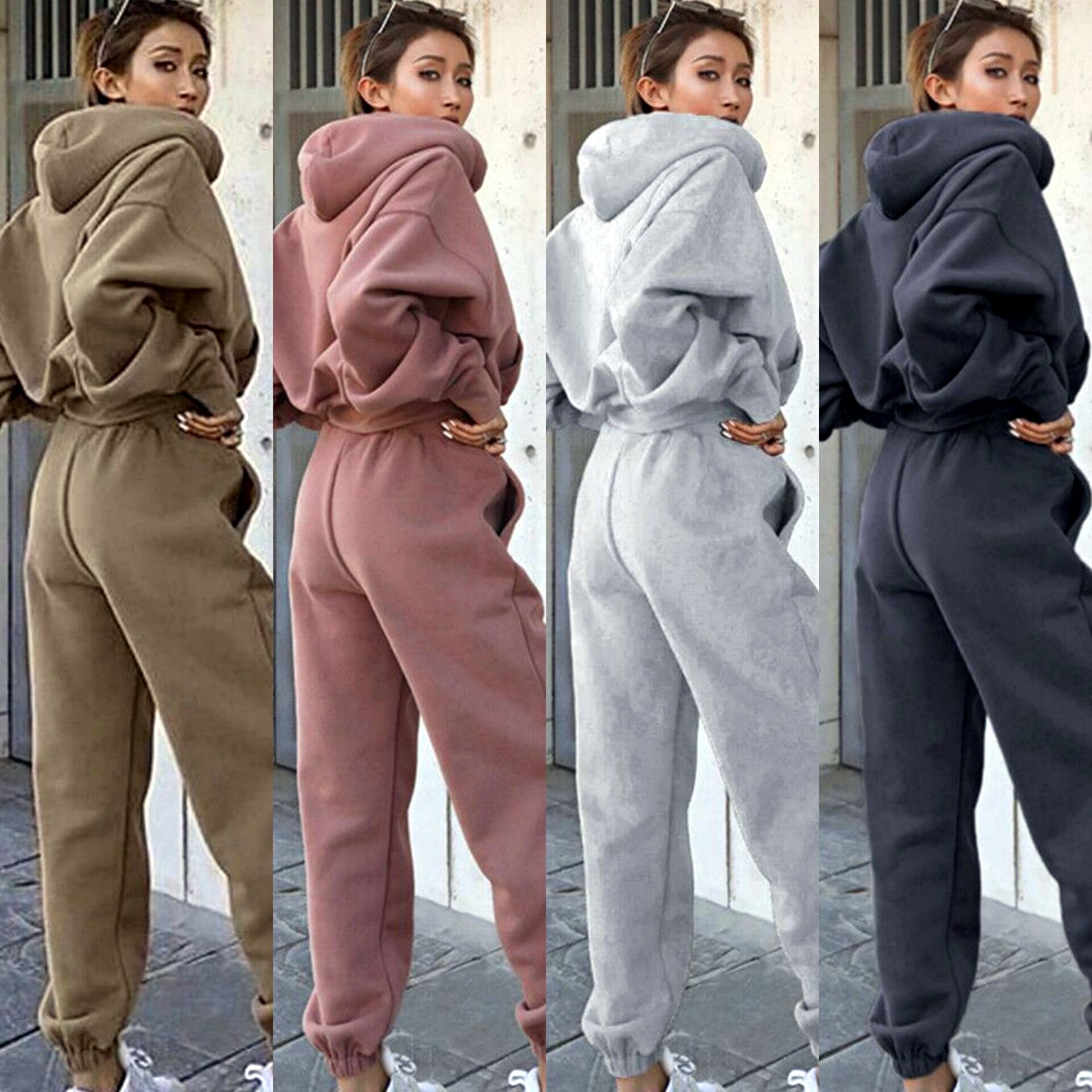 Womens 2 Piece Outfits Lounge Hoodie Sweatsuit Sets Oversized Sweatshirt Baggy Fall Fashion Sweatpants