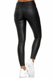Women's Faux Leather Leggings with Pockets High Waisted Pleather Sexy Pants Stretchy Tights