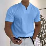 Mens Summer Short Sleeve Shirt Men Fitness Plus Size Sports T-Shirt Elastic Cotton Pocket