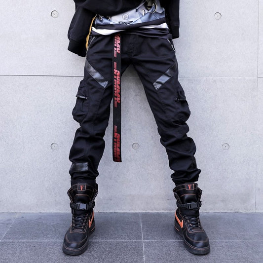 Men's Jogger Pants Techwear Hip Hop Harem Pants Streetwear Tactical Track Pants Leather Pocket