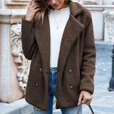 Button-down Fluffy Jacket, Loose Lapels, Plush Cardigan, Women's Top