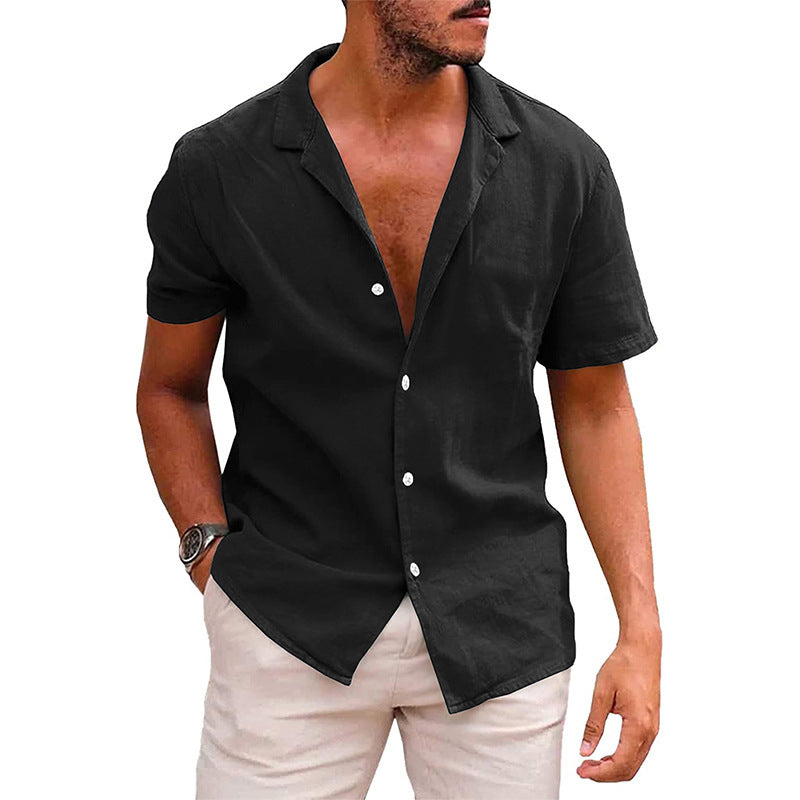 Men's Linen Shirts Short-Sleeve, ButtonUp Beach Summer Wedding