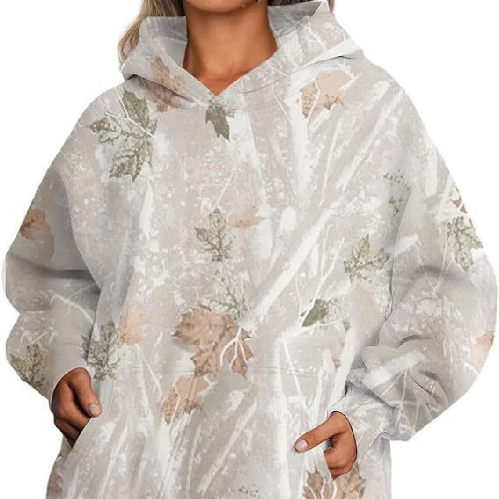 Women's Hoodie lightweight sweatshirt plant printing hoodie