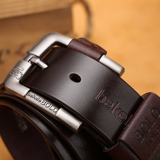 Mens Creative Leather Belt Cowhide Belt Pin Buckle Belt
