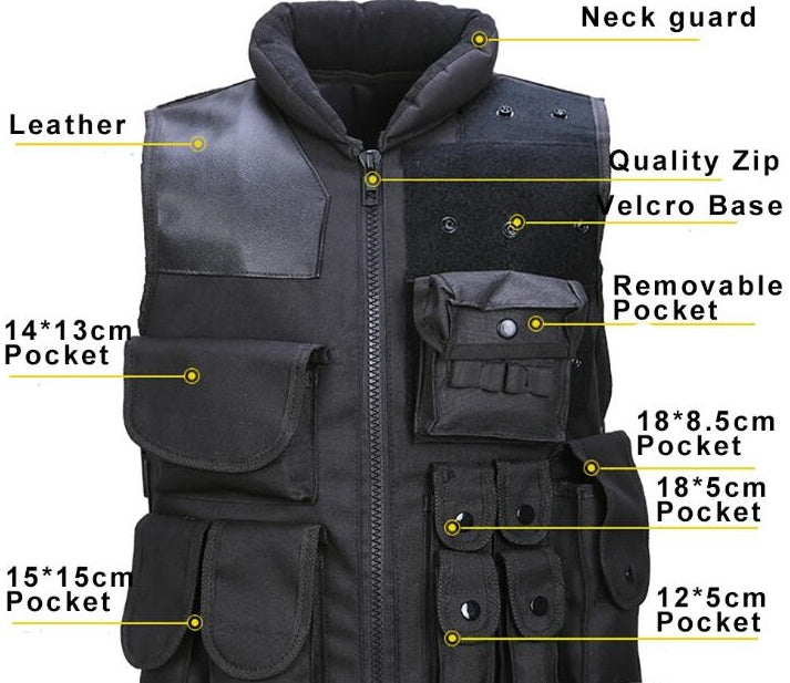 Outdoors Tactical Vest, Nylon Adjustable Lightweight Airsoft Vest for Playing or Training