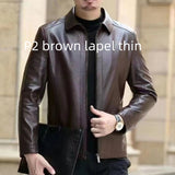 Mens Leather Jacket Stand Collar Men Fleece-lined