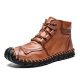 Mens Casual Leather Shoes Ankle Chukka Boots Slip On Lightweight Loafers Mid top Walking Driving Shoes for Male