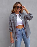 Distressed denim shirt oversized jacket frayed hem ripped shacket neon colours