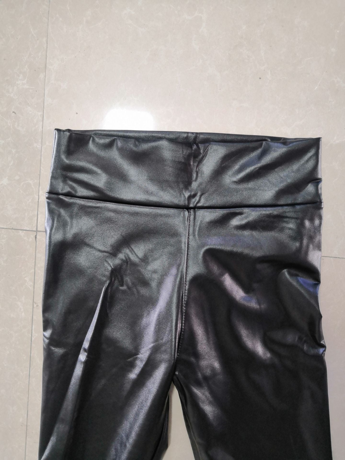 Women's Stretchy Faux Leather Leggings Pants, Sexy Red High Waisted Tights