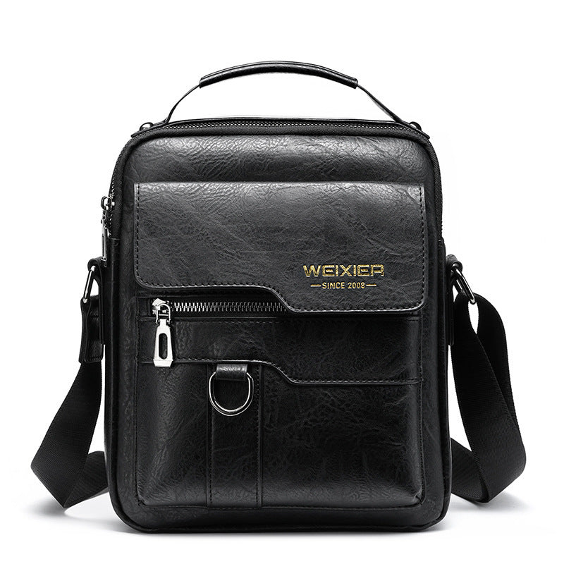 Men's Faux Leather Flaps Crossbody Messenger One Shoulder Bag