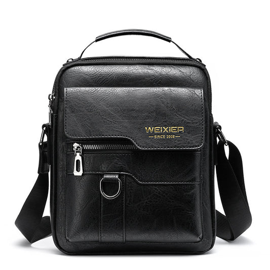 Men's Faux Leather Flaps Crossbody Messenger One Shoulder Bag