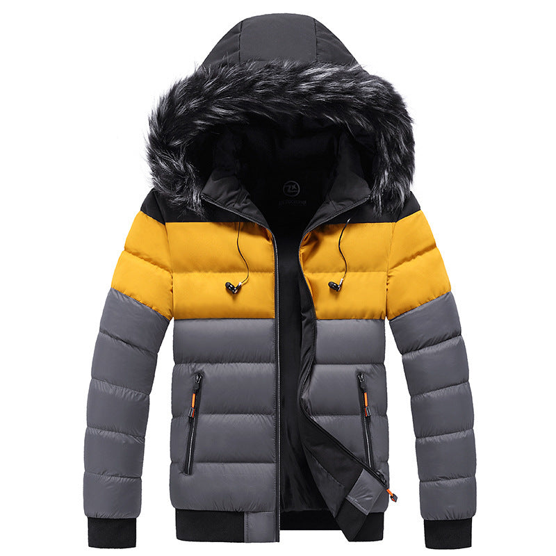 Men Winter Warm Fur Hooded Padded Puffa Jacket