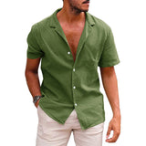 Men's Linen Shirts Short-Sleeve, ButtonUp Beach Summer Wedding