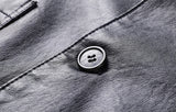 Men's casual Notched Collar 2 Button Slim Moto Faux Leather Blazer Jacket