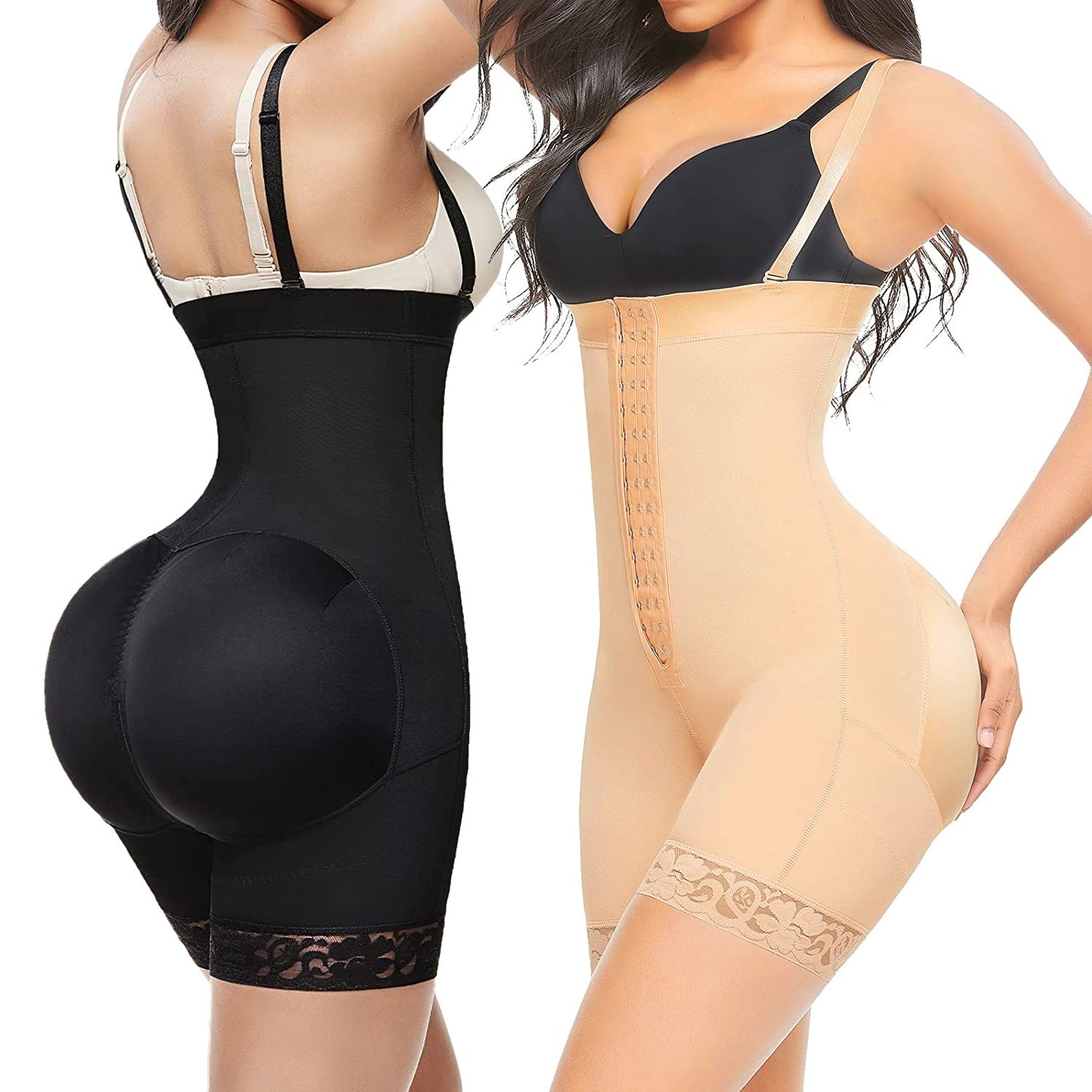 Womens High Waisted Body Pants Crotch Zipper Tummy Lifting Pants Waist Trimming Shapewear Bodysuit Enhancement