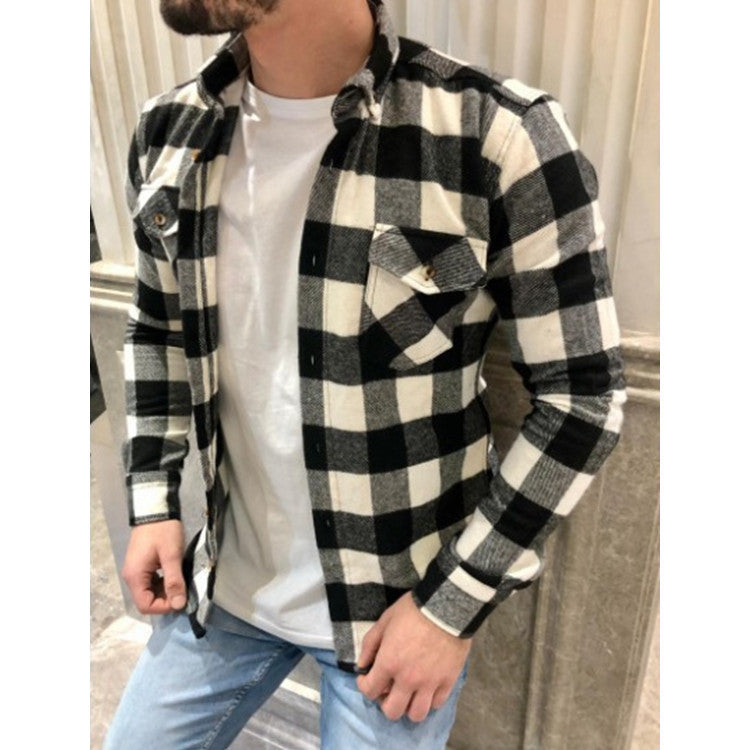 Men Cotton Brushed Plaid Shirt New Cardigan Oxford Style