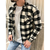 Men Cotton Brushed Plaid Shirt New Cardigan Oxford Style