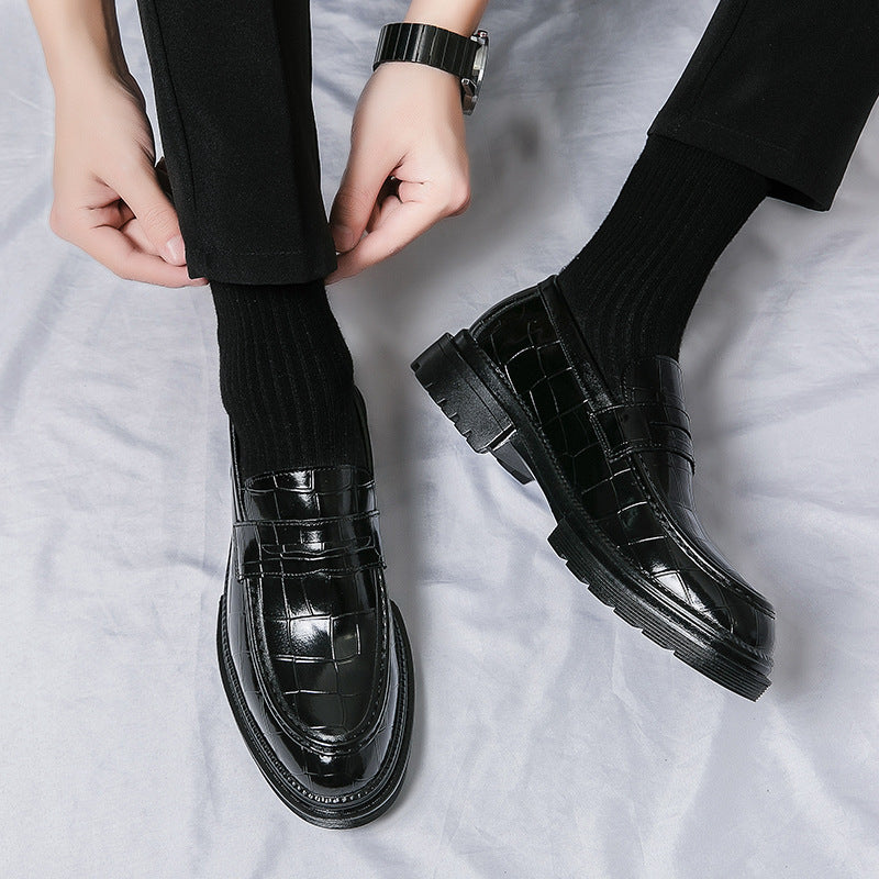 Men's Leather Tassel Loafers Luxury Round Toe punch Leather Shoes