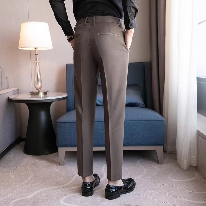 Mens Casual Suit Pants Men's Cropped Suit Pants Straight