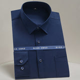 Men's Dress Shirts Solid Long Sleeve Stretch Oxford Shirt Business Casual Shirts