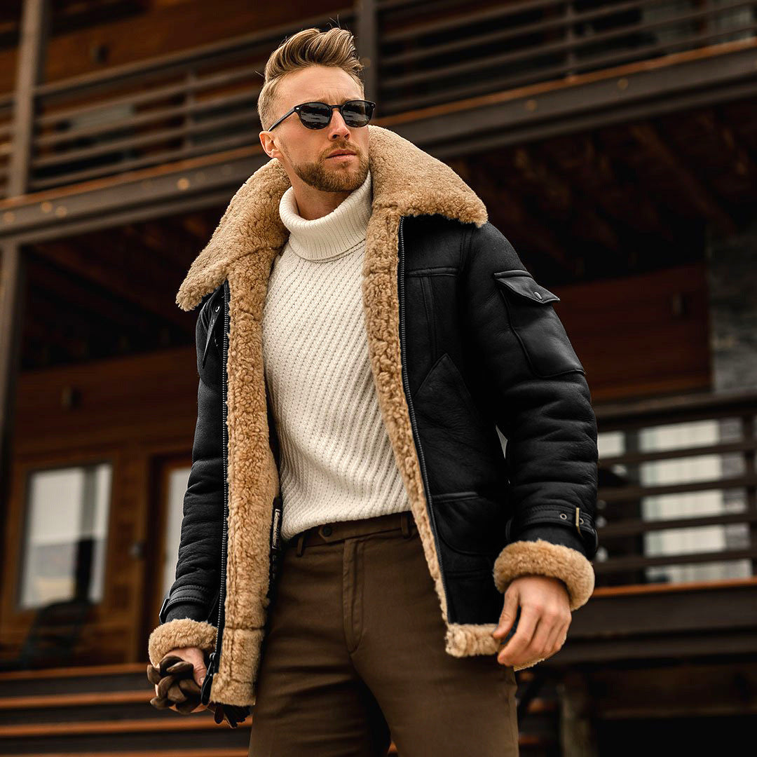 Mens Winter Military Fleece Warm Full Collar Jacket