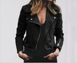 Womens Fashion Jackets Lapel And Diagonal Zipper Short