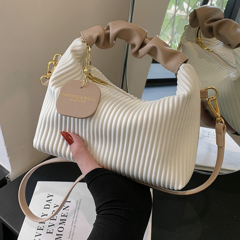 Luxury Women Fashion Crossbody PU Leather Pleated Cloud Small Tote Bags
