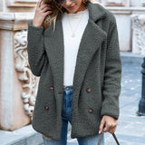 Button-down Fluffy Jacket, Loose Lapels, Plush Cardigan, Women's Top