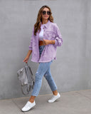 Distressed denim shirt oversized jacket frayed hem ripped shacket neon colours