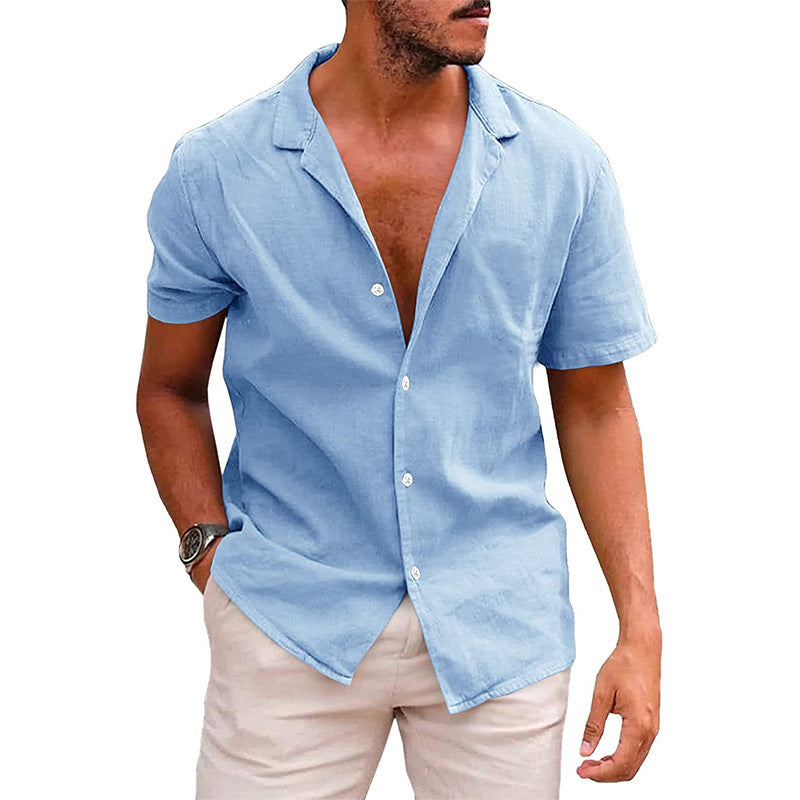 Men's Linen Shirts Short-Sleeve, ButtonUp Beach Summer Wedding