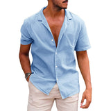 Men's Linen Shirts Short-Sleeve, ButtonUp Beach Summer Wedding
